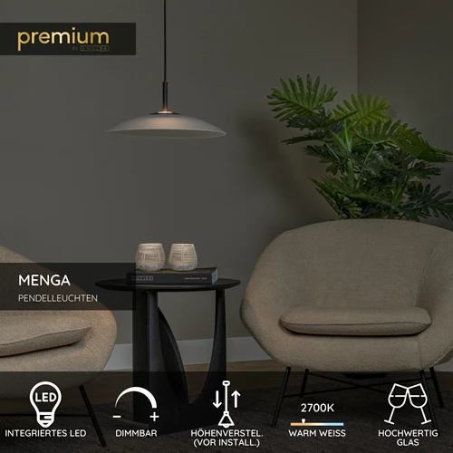 Lucide MENGA - Pendelleuchten - Ø 40 cm - LED Dim. - 1x11W 2700K - Opal | Premium - USP